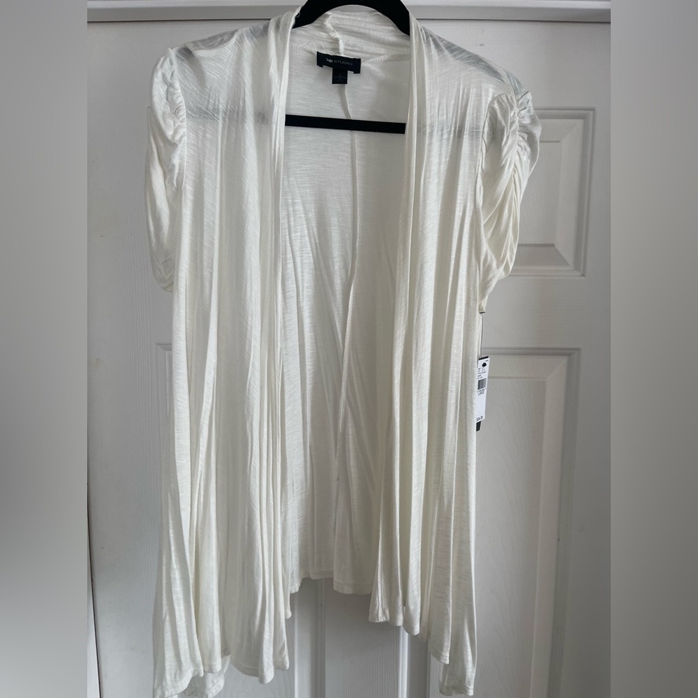 AB Studio Ivory Open-Front Cardigan